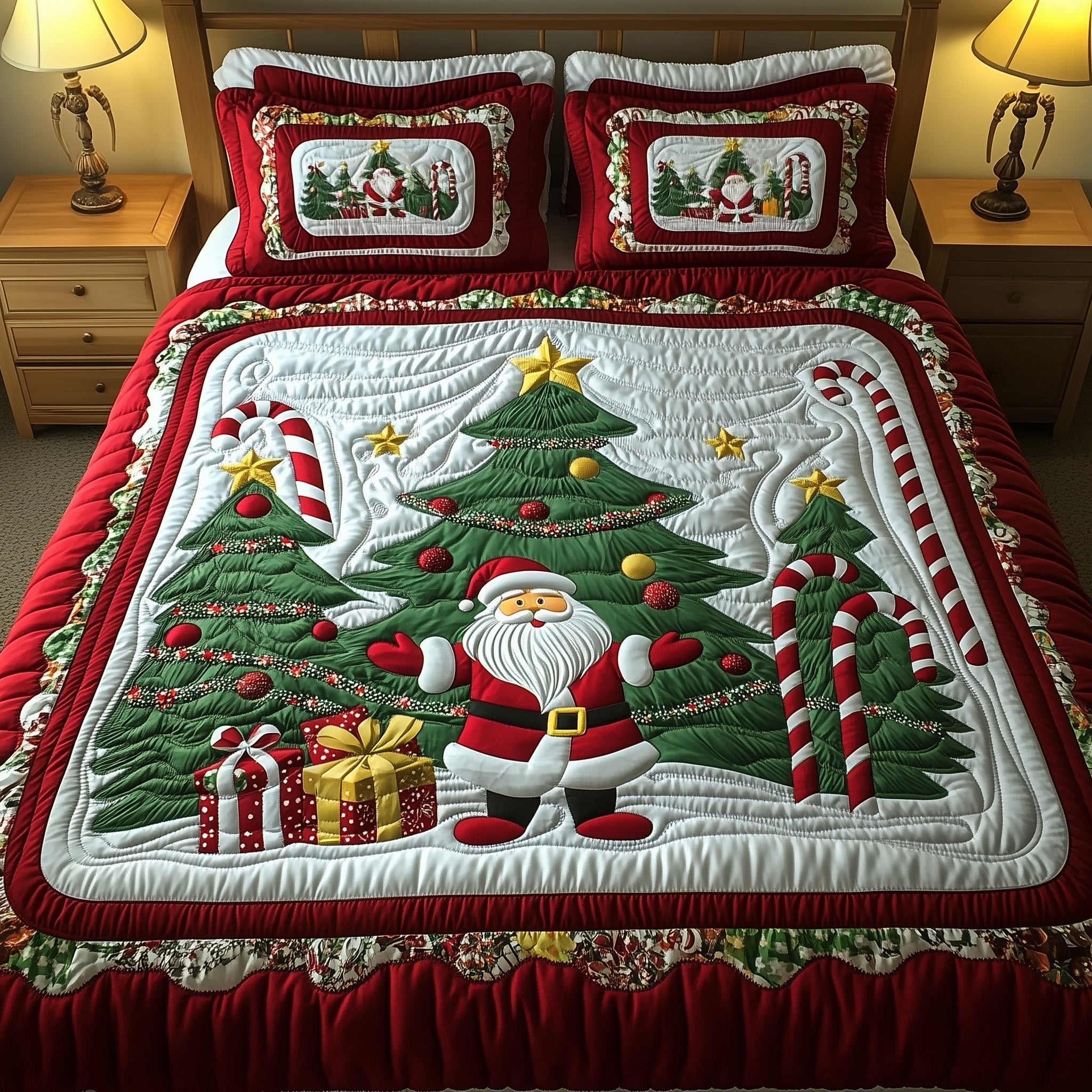 Jolly Santa Quilted Bedding Set Jolly Santa Coastal Gift For Jolly Santa - Tradiviet