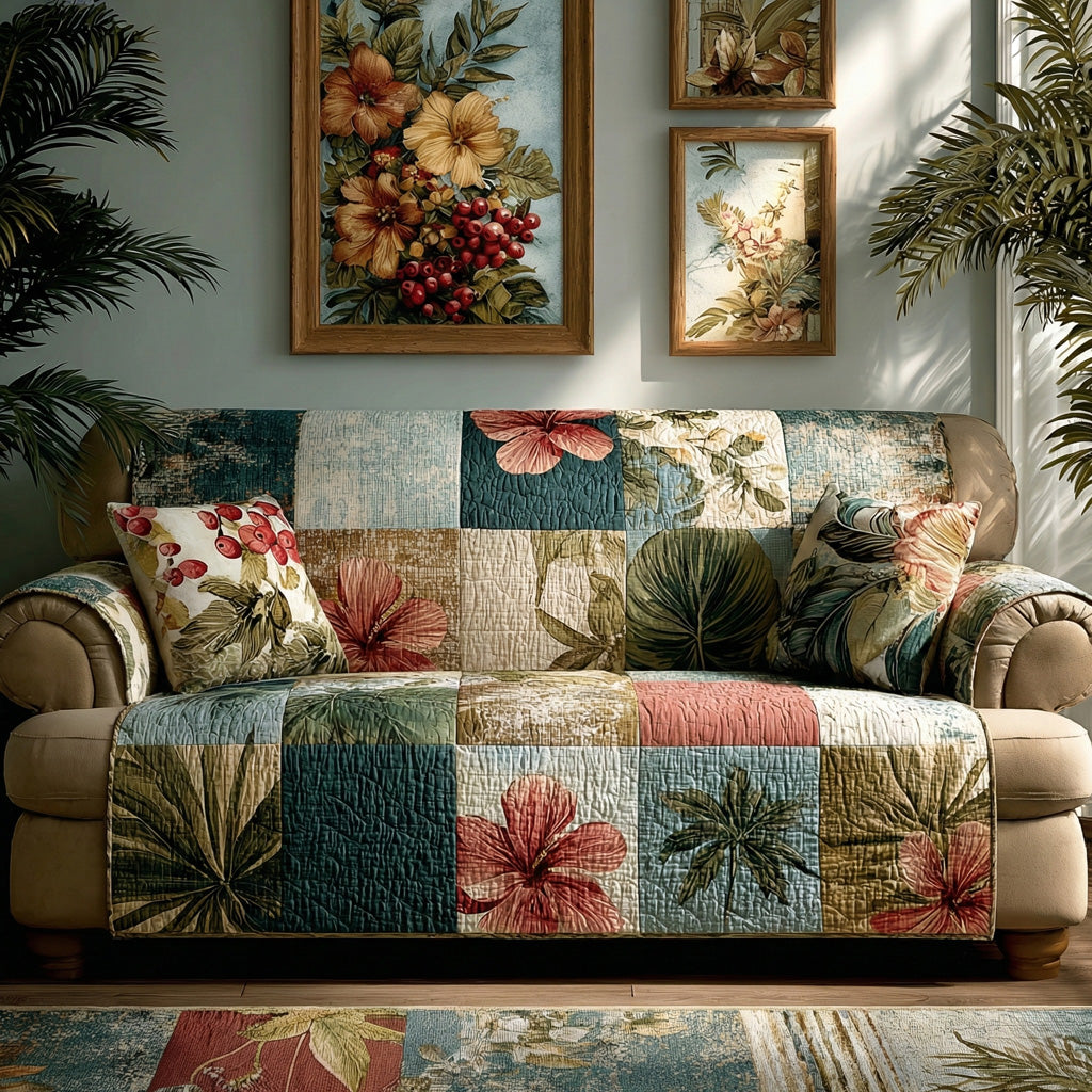 Jungle Breeze Quilted Sofa Cover Rustic Home Room Decor Gift For Home Lover - Tradiviet