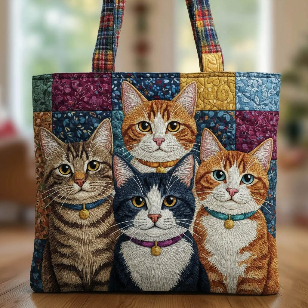 Kittens Playful Quilted Tote Bag Cute Animal Bag Best Gifts For Cat Lovers - Tradiviet