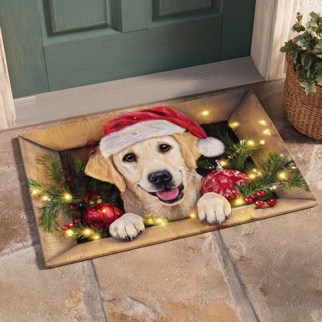 Labrador Retriever Puppy Jolly Xmas Doormat Outdoor Decoration Gifts For Dog Lovers - Tradiviet