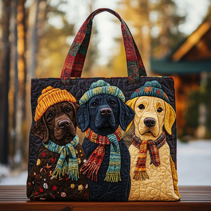 Labrador Snow Buddies Quilted Tote Bag Christmas Gifts For Labrador Lovers - Tradiviet