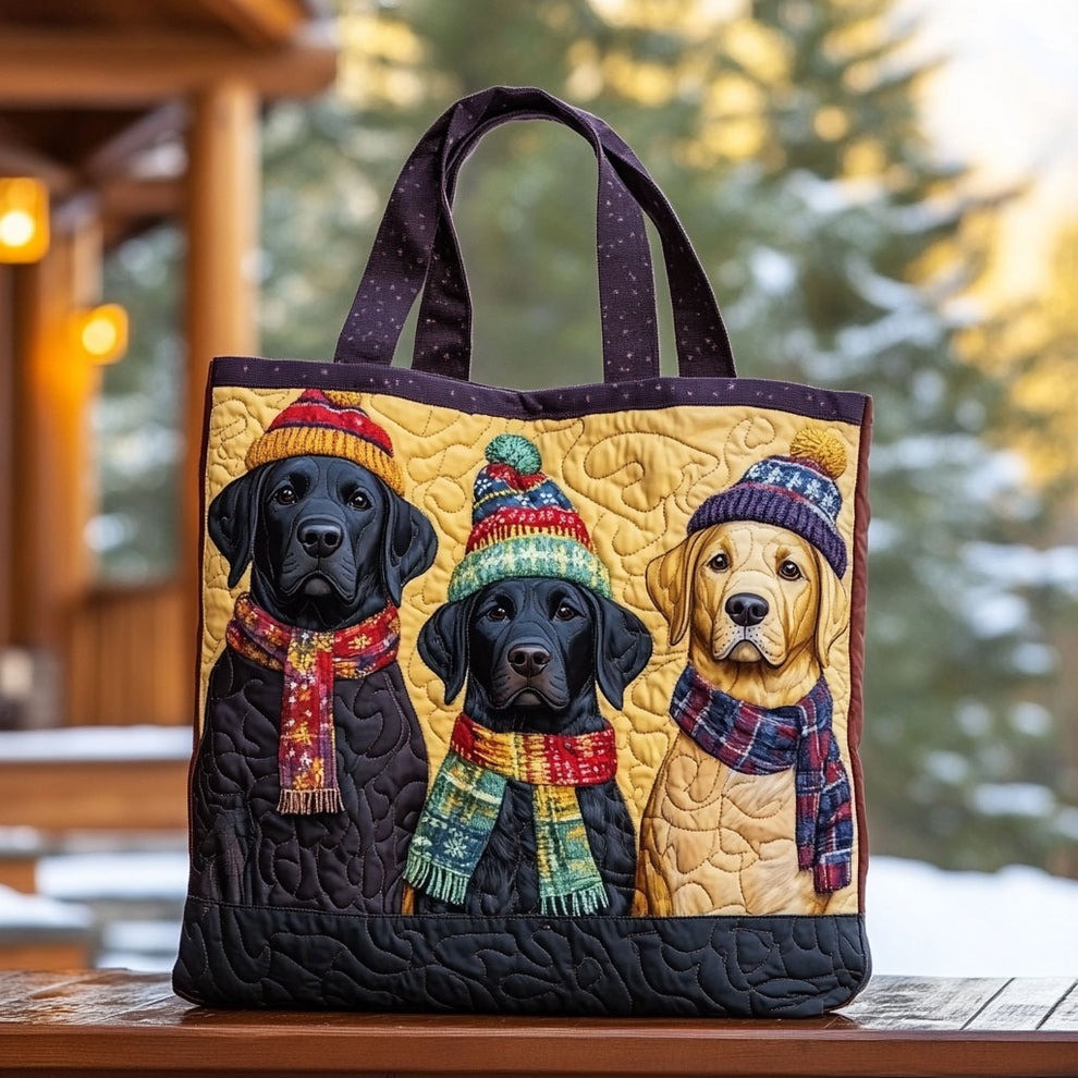 Labrador Winter Trio Quilted Tote Bag Christmas Presents For Labradors - Tradiviet
