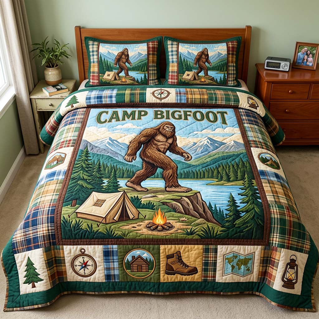 Lake Bigfoot Quilted Bedding Set Lake Bigfoot Aura Gift For Lake Bigfoot - Tradiviet