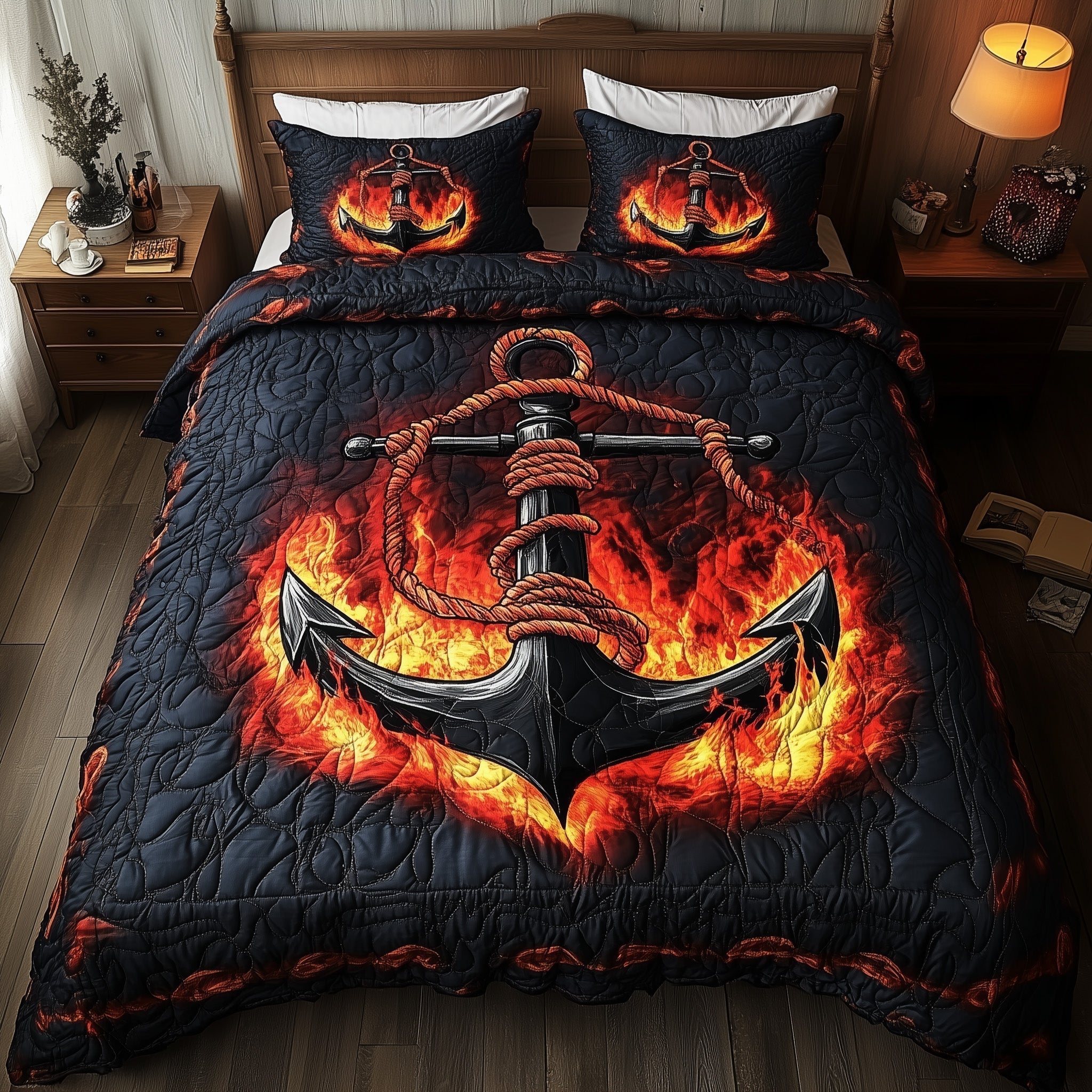 Lava Anchor Quilted Bedding Set Lava Anchor Bedscape Gift For Lava Lovers - Tradiviet