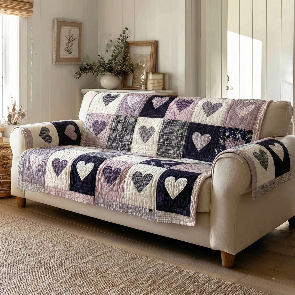Lavender Patch Quilted Sofa Cover Farmhouse Room Decor Gifts For Home Decor - Tradiviet