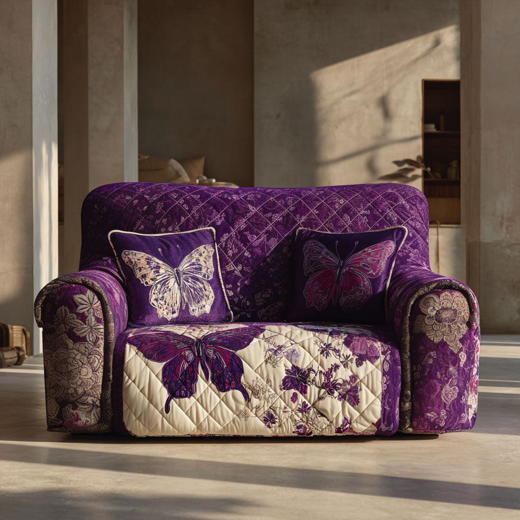 Lavender Wings Quilted Sofa Cover Sofa And Seat Covers Butterfly Themed Birthday Presents - Tradiviet