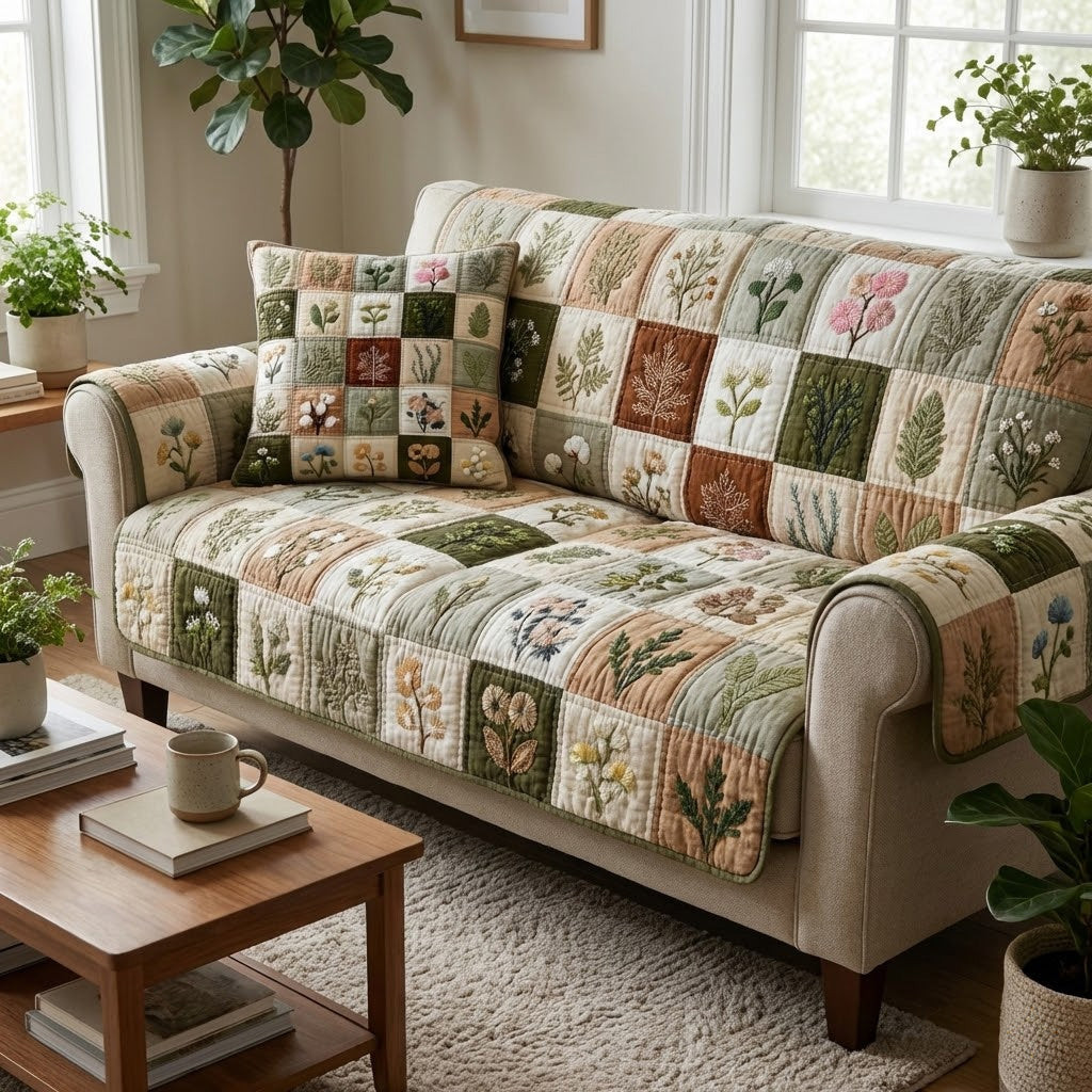 Leafy Grove Quilted Sofa Cover Good Sofa Covers Sunflower Gifts For Her - Tradiviet
