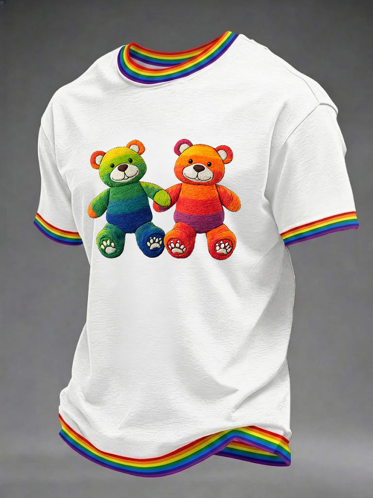 LGBT Rainbow Teddy Bear Pride T-Shirt Pride Clothing Gift For Son - Tradiviet
