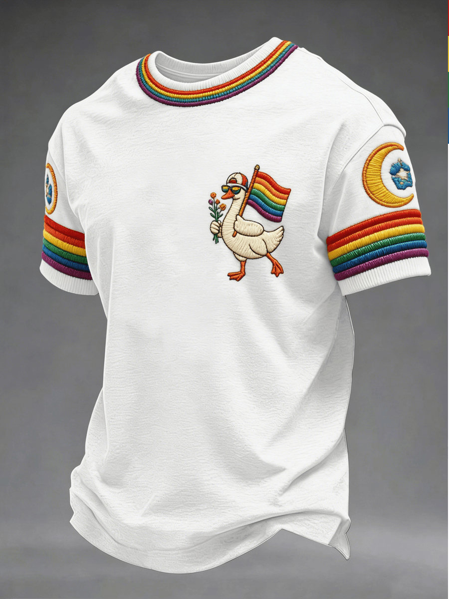 LGBTQ Rainbow Goose Holding Flag Shirt Pride Merch Gift For Pride Month - Tradiviet - Image 2