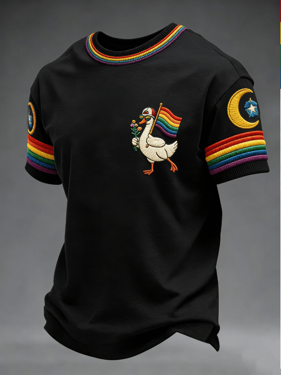 LGBTQ Rainbow Goose Holding Flag Shirt Pride Merch Gift For Pride Month - Tradiviet