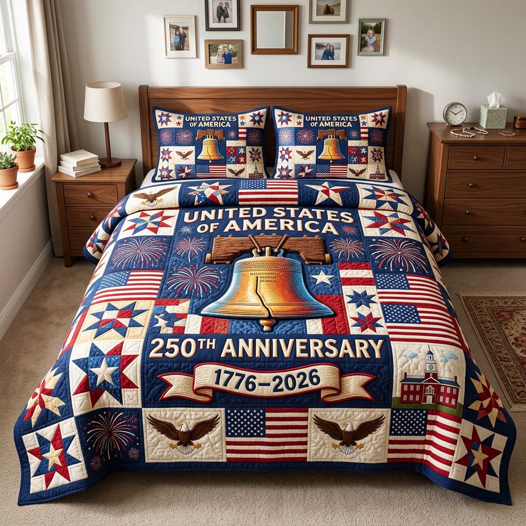 Liberty Bell Quilted Bedding Set Liberty Bell Lush Gift For Bell - Tradiviet