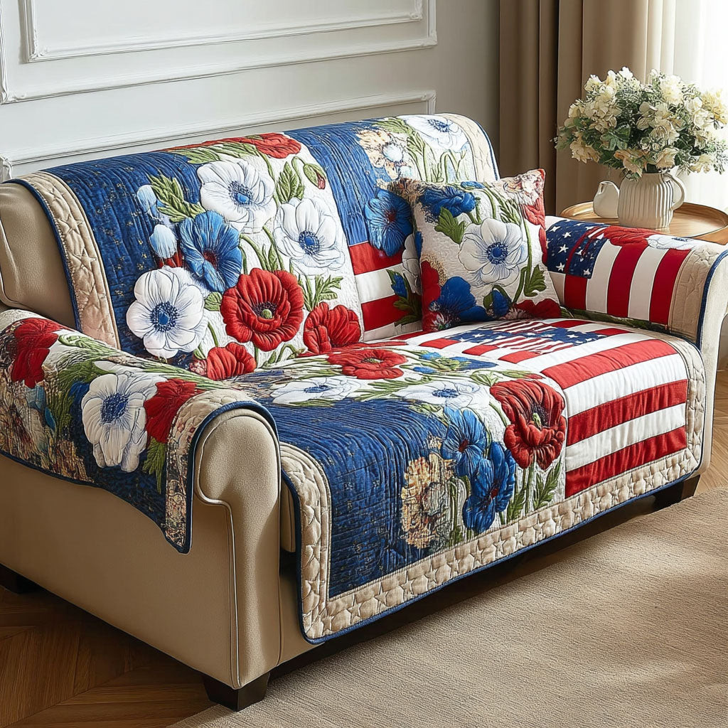 Liberty Bloom Quilted Sofa Cover Best Sofa Cushion Covers Independence Day Gift - Tradiviet