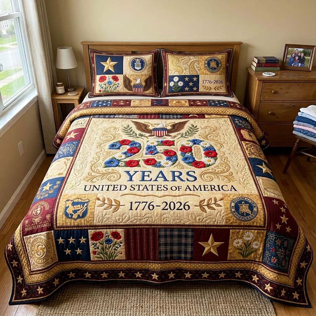 Liberty Eagle Quilted Bedding Set Liberty Eagle Elegant Gift For Liberty Eagle - Tradiviet