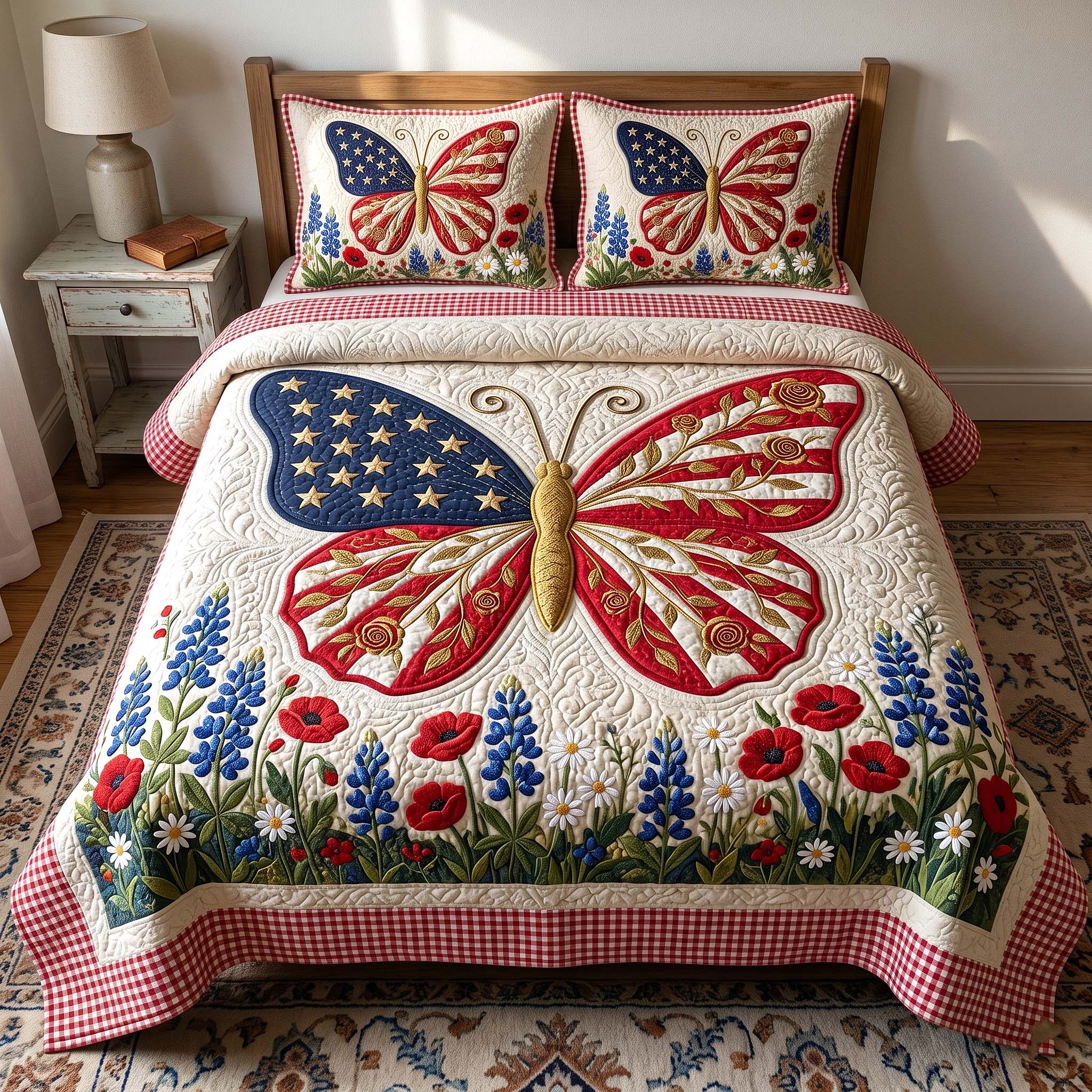 Liberty Garden Quilted Bedding Set Liberty Garden Moonlight Gift For Liberty Garden - Tradiviet