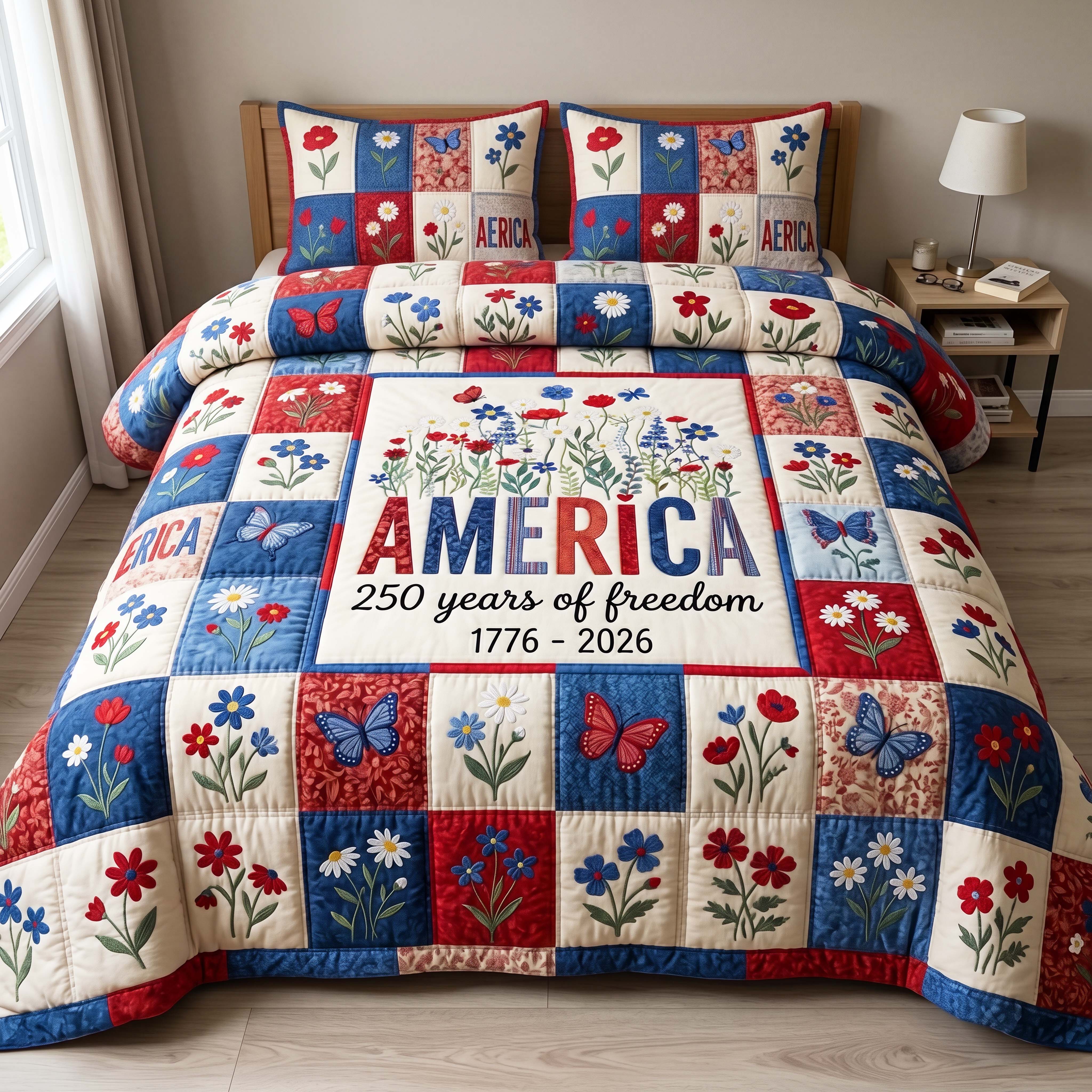 Liberty Garden Quilted Bedding Set Liberty Garden Treasure Gift For Liberty Mom - Tradiviet
