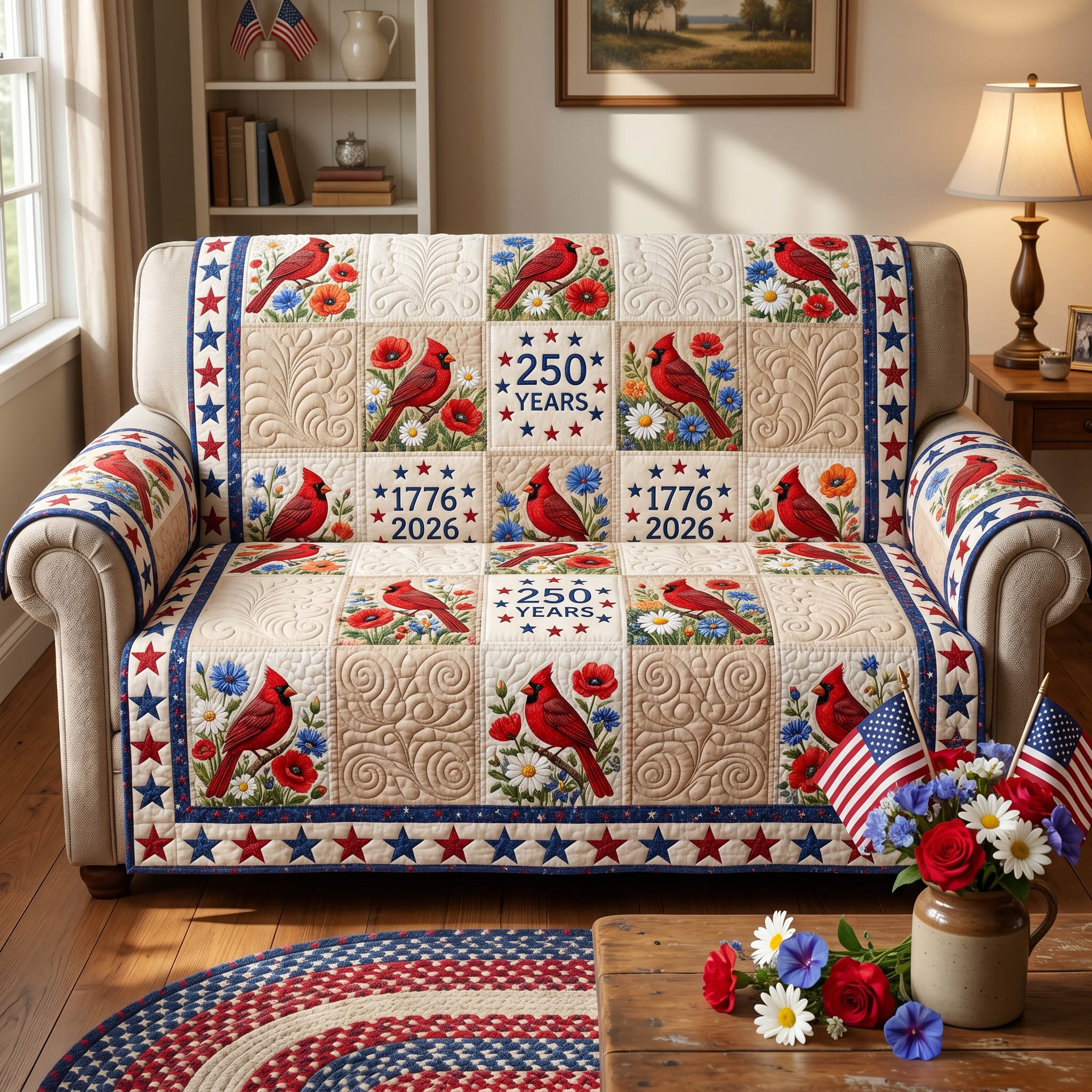 Liberty Honor Quilted Sofa Cover Interior Room Decor Present For Home Lovers - Tradiviet