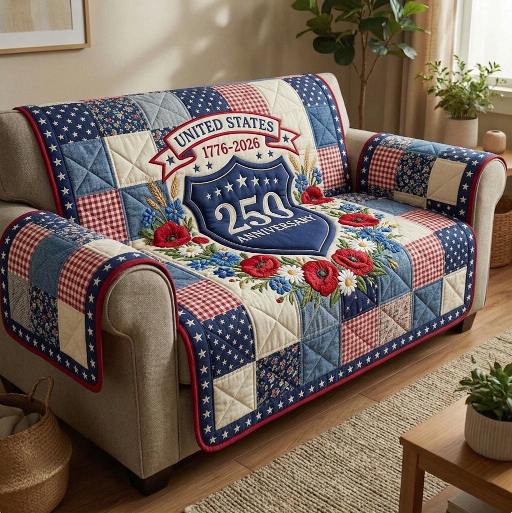 Liberty Legacy Quilted Sofa Cover Patriotic Home Couch Cover Gift For Home Lover - Tradiviet