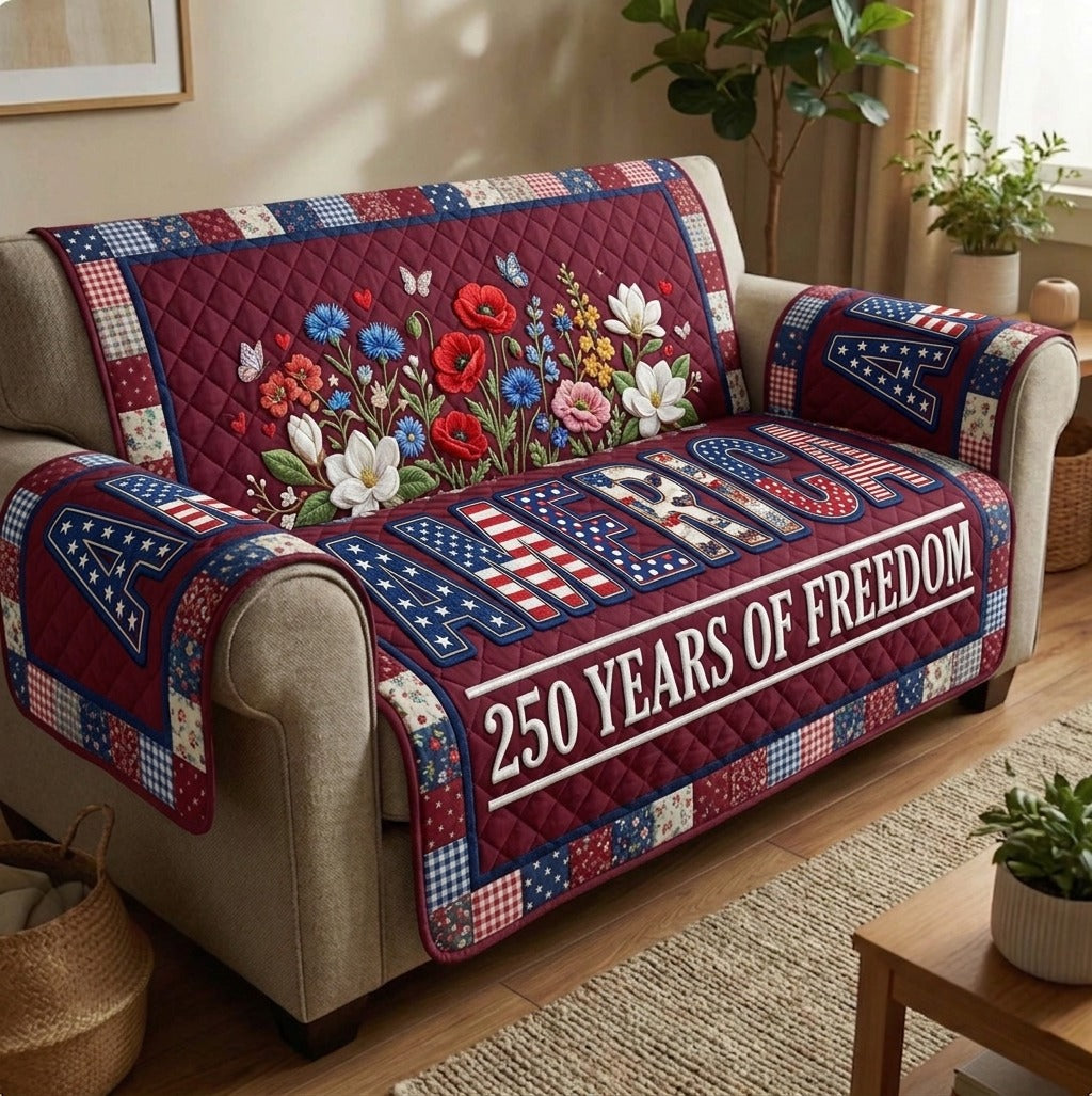 Liberty Legacy Quilted Sofa Cover Patriotic Home Couch Cover Gift For Room Lovers - Tradiviet
