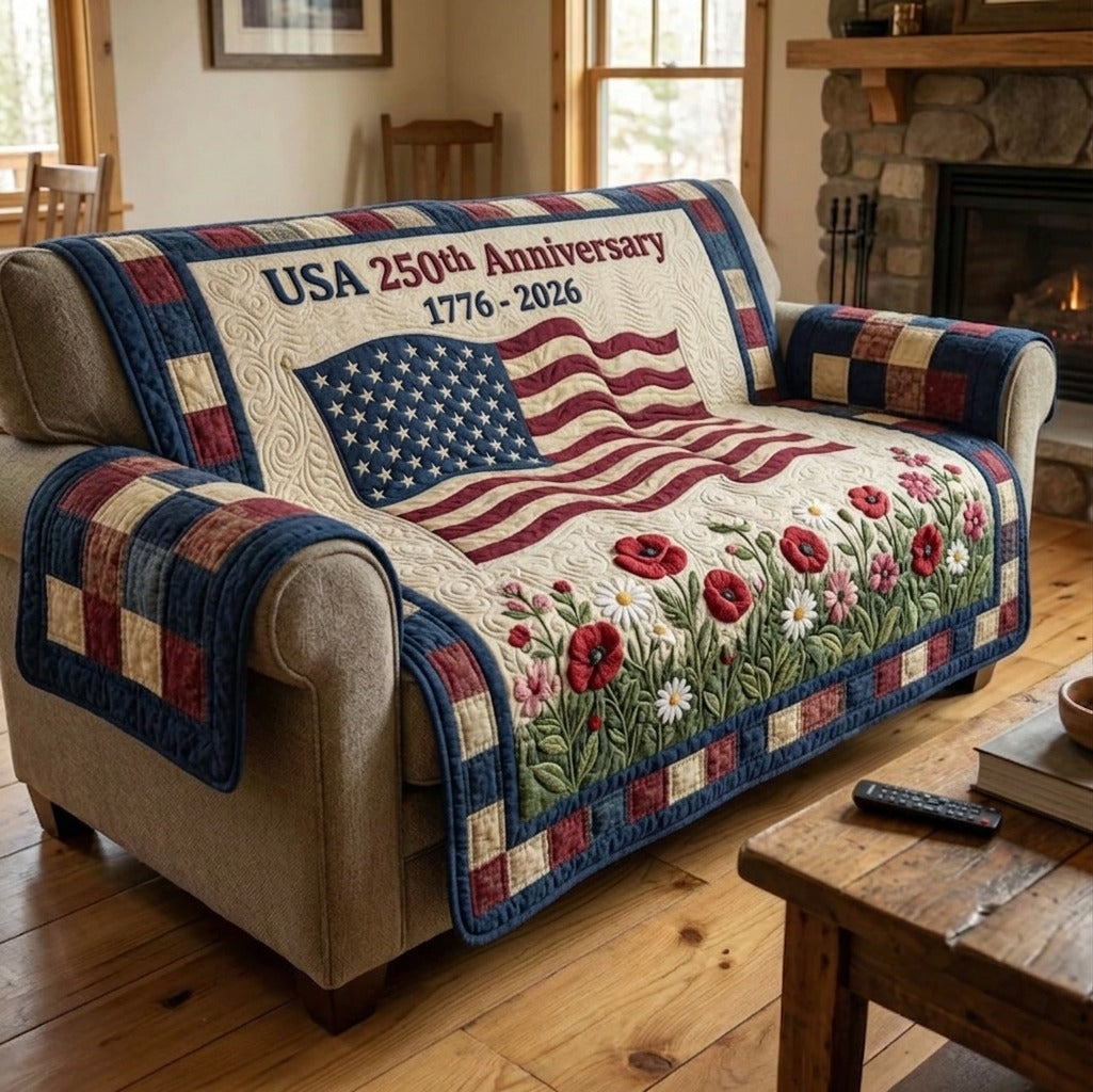 Liberty Legacy Quilted Sofa Cover Patriotic Home Couch Cover Gifts For Home Lovers - Tradiviet