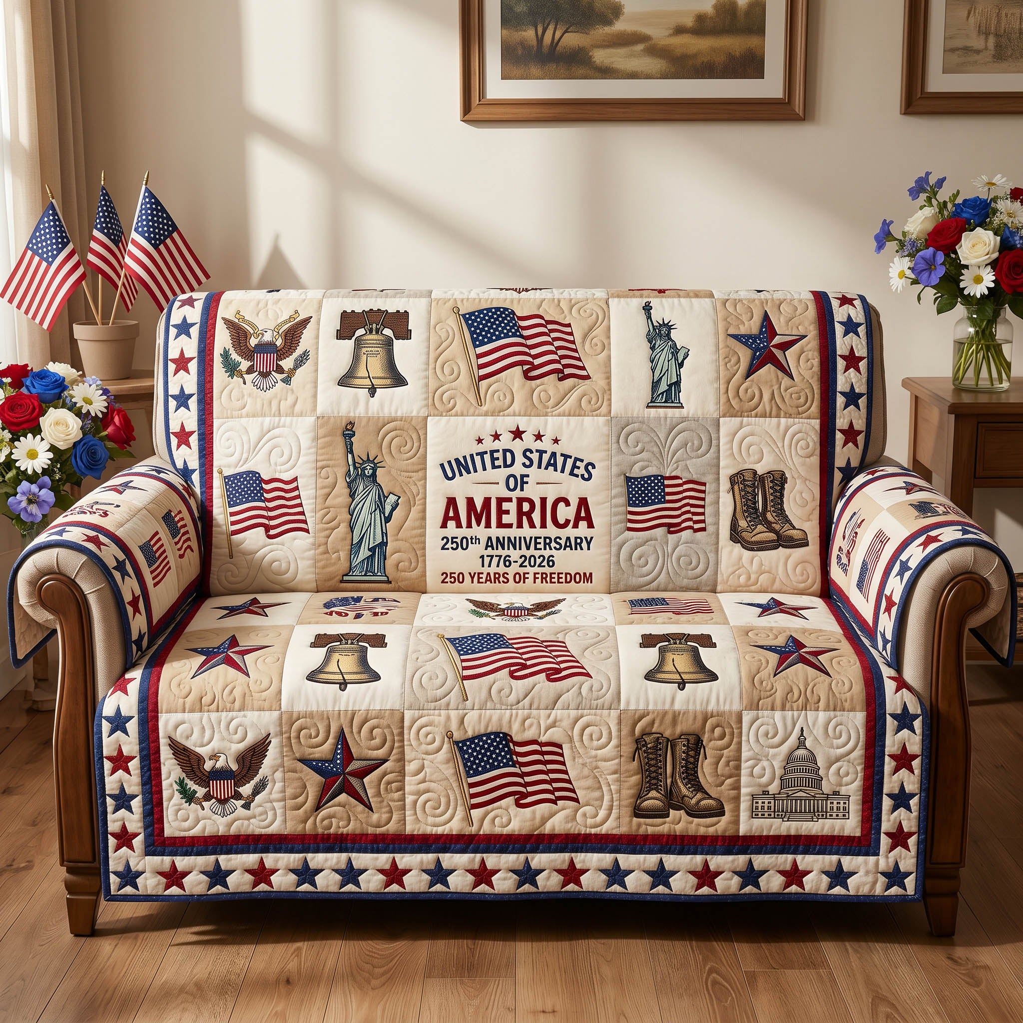 Liberty Patch Quilted Sofa Cover Cozy Room Decor Gifts For New Homes - Tradiviet