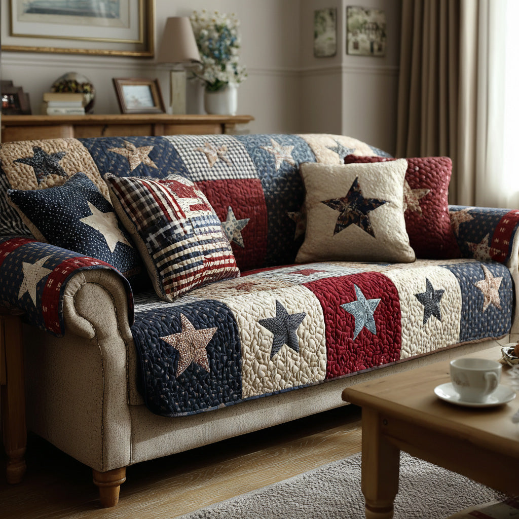Liberty Patchwork Quilted Sofa Cover Minimalist Home Room Decor Unique Home Decor Gifts - Tradiviet