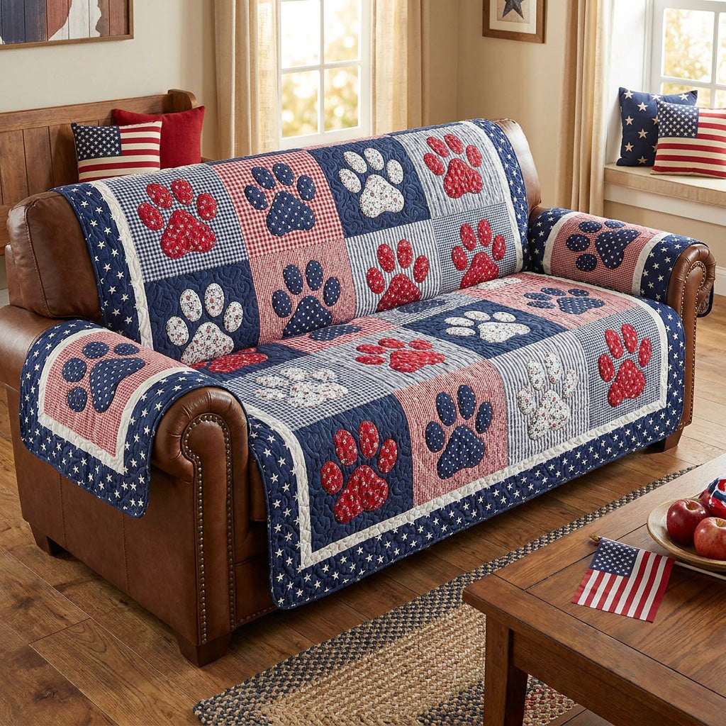 Liberty Pawprint Quilted Sofa Cover Soft Home Room Decor Trendy Room Decor Gifts - Tradiviet