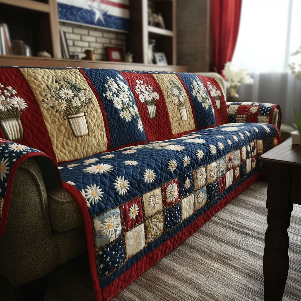 Liberty Petalwork Quilted Sofa Cover The Best Sofa Covers Patriotic Mothers Day Gifts - Tradiviet