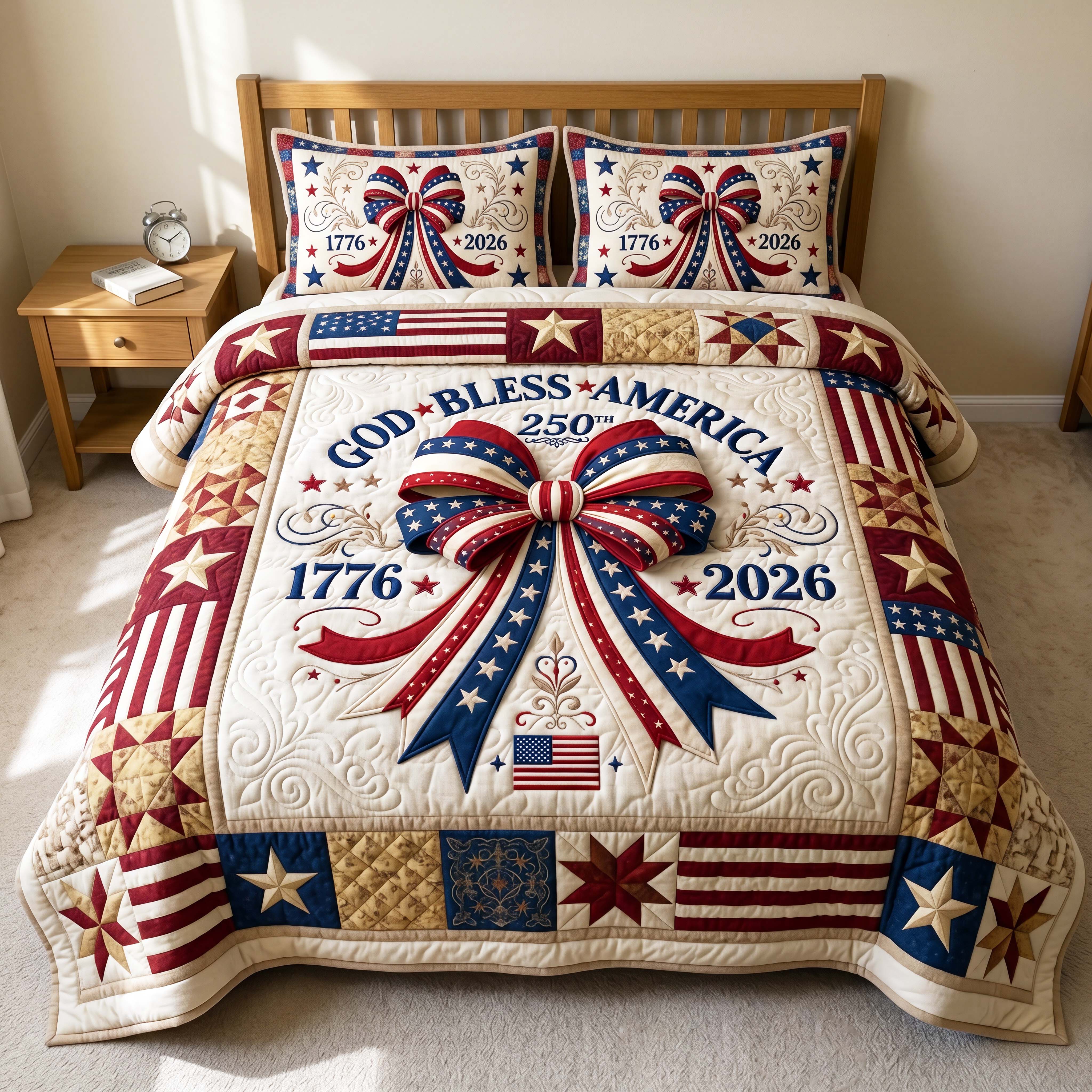 Liberty Ribbon Quilted Bedding Set Liberty Ribbon Island Gift For Liberty Ribbon - Tradiviet
