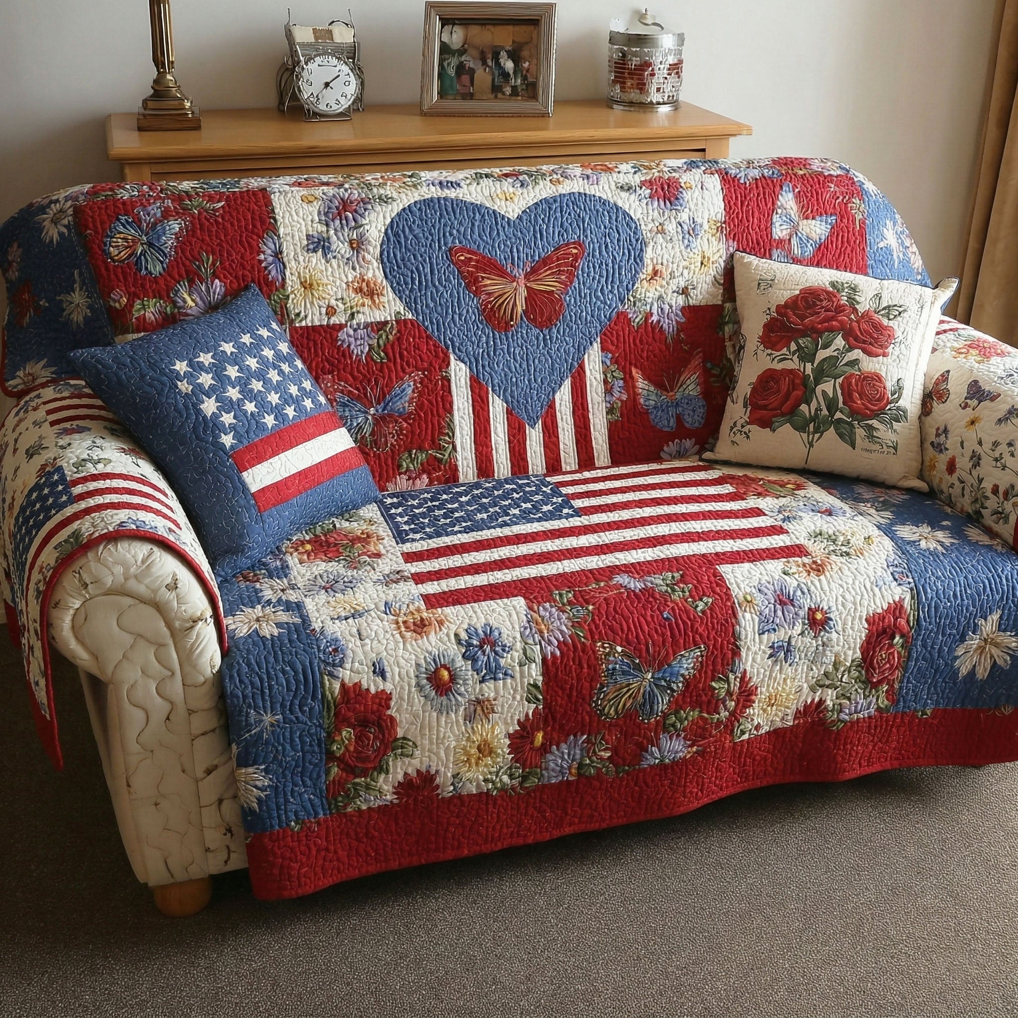 Liberty Rustic Quilted Sofa Cover Cute Room Decor Present For New Home - Tradiviet