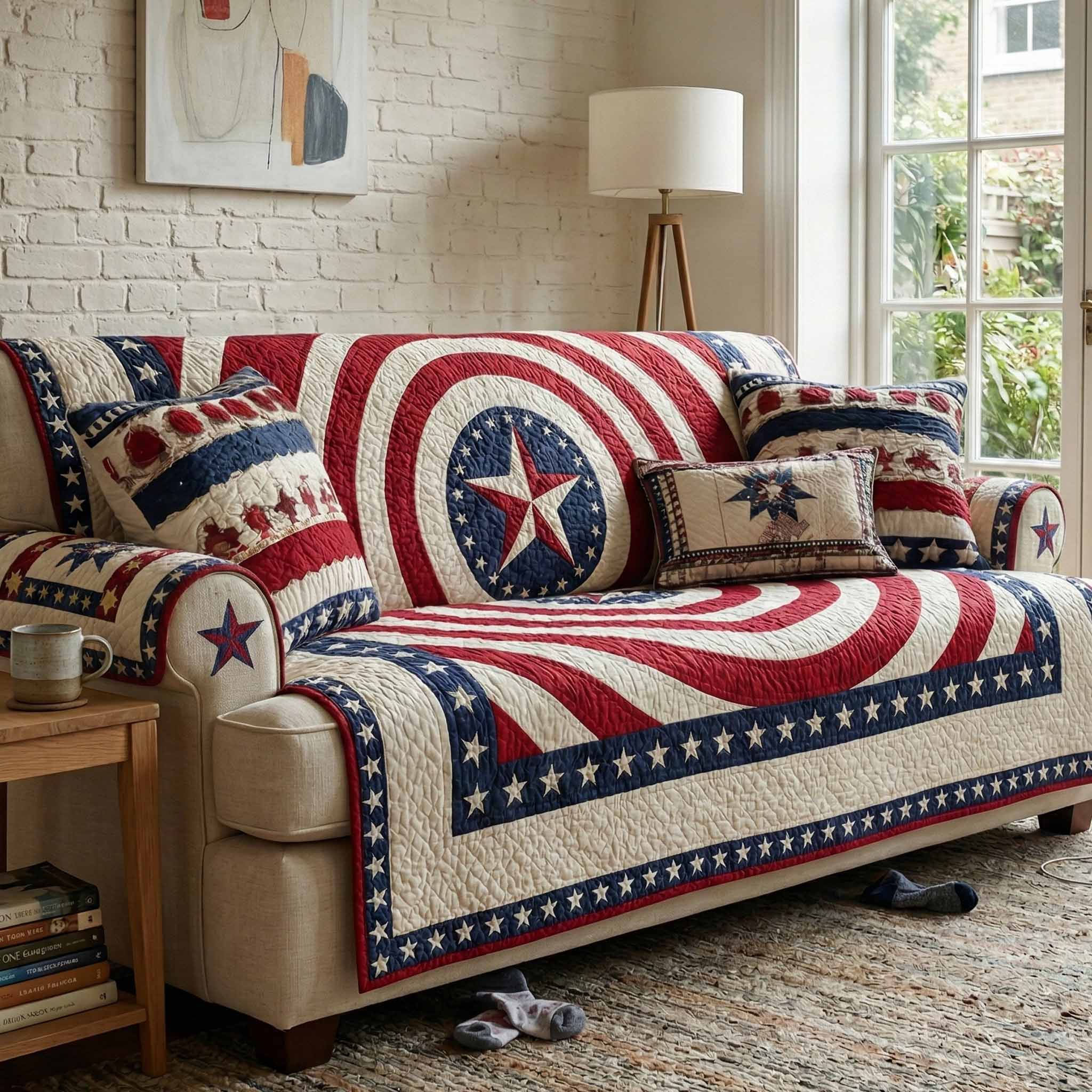 Liberty Spiral Quilted Sofa Cover Aesthetic Room Decor Cute Room Decor Gifts - Tradiviet