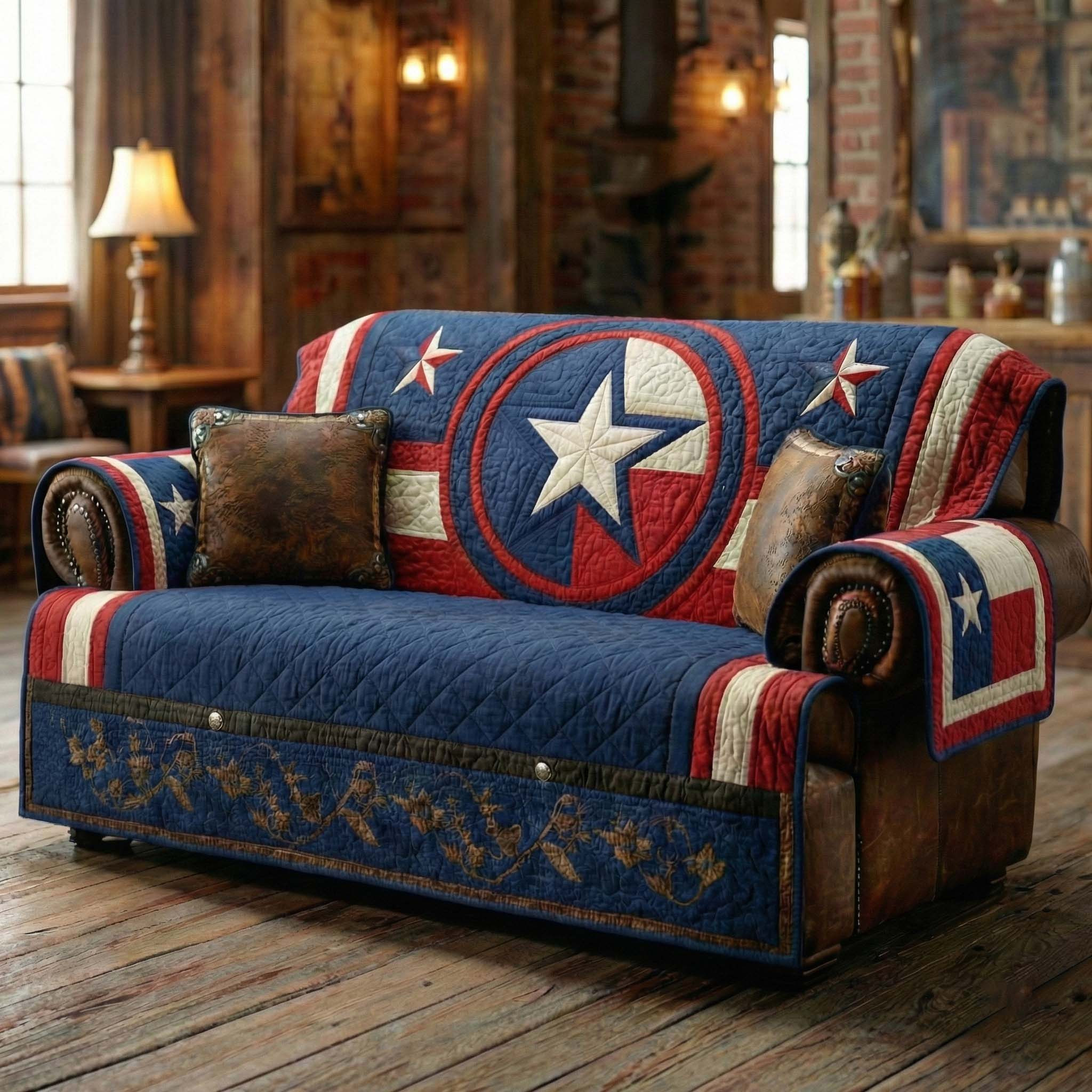 Liberty Star Quilted Sofa Cover Couch Seat Covers Texas Gifts For Her - Tradiviet