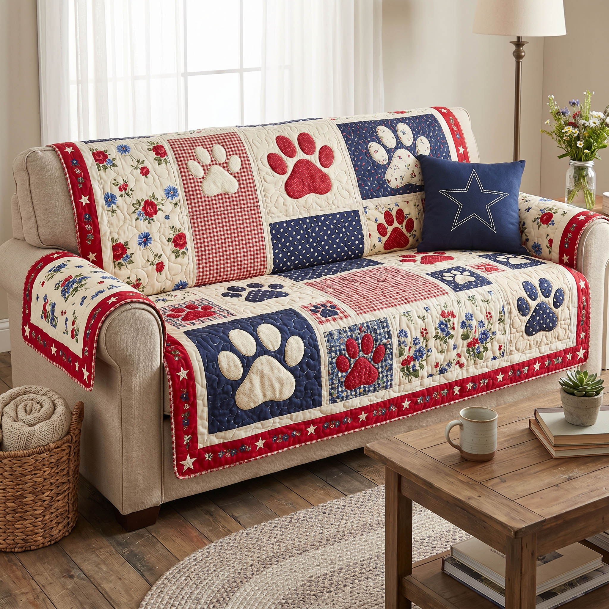 Liberty Tails Quilted Sofa Cover Cozy Home Room Decor Unique Home Decor Finds - Tradiviet