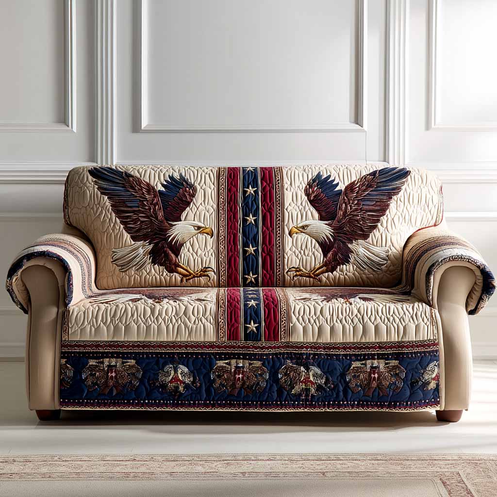 Liberty Wings Quilted Sofa Cover Room Decor For Home Interior Design Gift Ideas - Tradiviet
