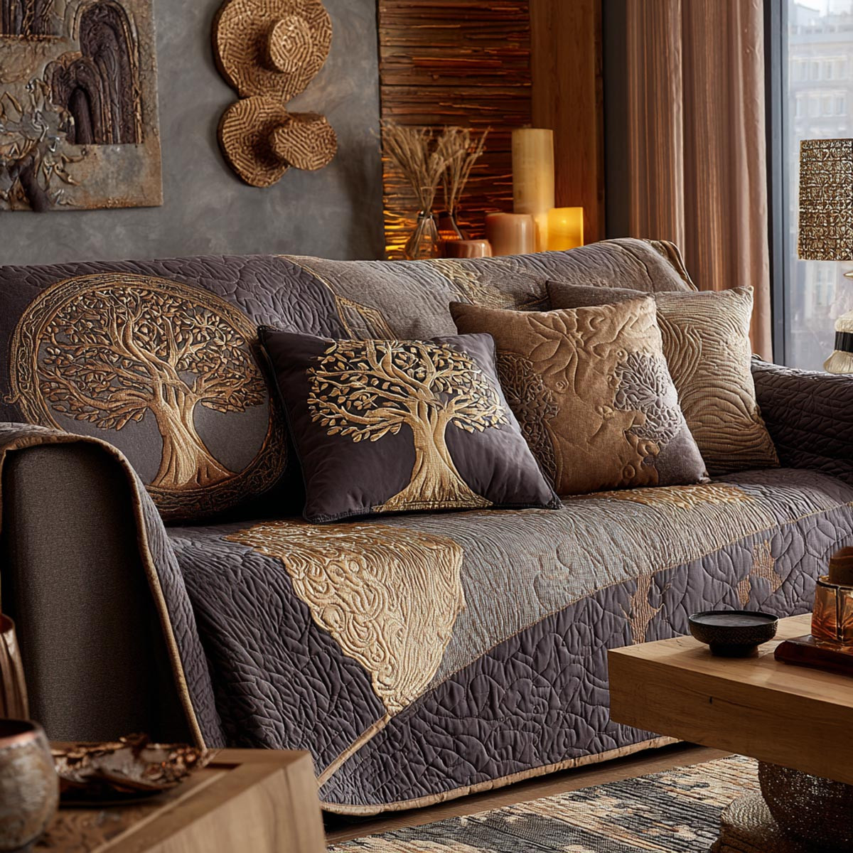 Life Balance Quilted Sofa Cover Sofa Saver Covers Tree Of Life Gifts For Men - Tradiviet
