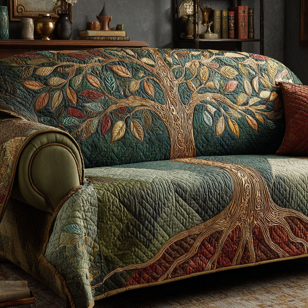 Life Tapestry Quilted Sofa Cover Large Couch Cover Tree Of Life Merchandise - Tradiviet