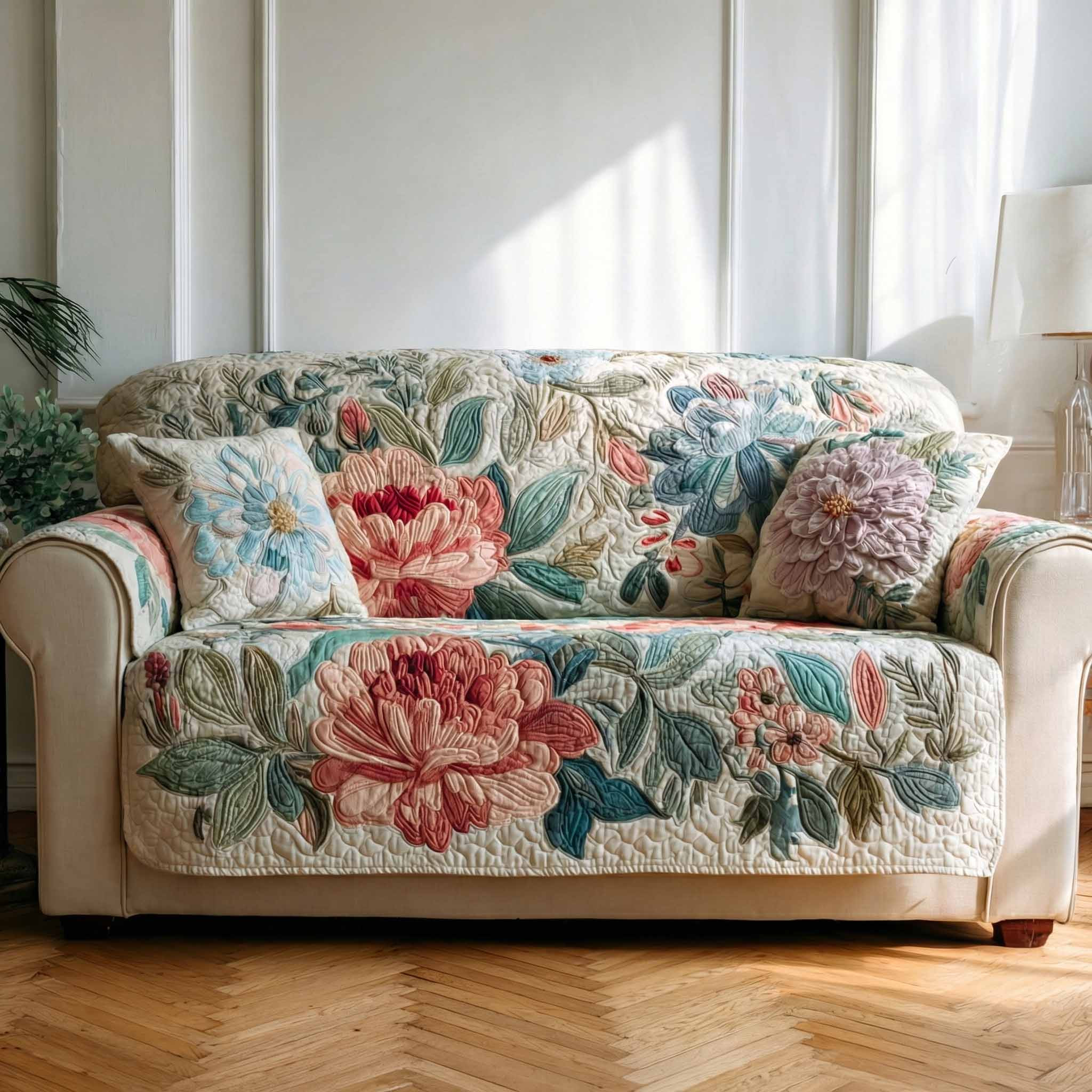 Light Meadow Quilted Sofa Cover Couch Covers Meaningful Gifts For Mom - Tradiviet