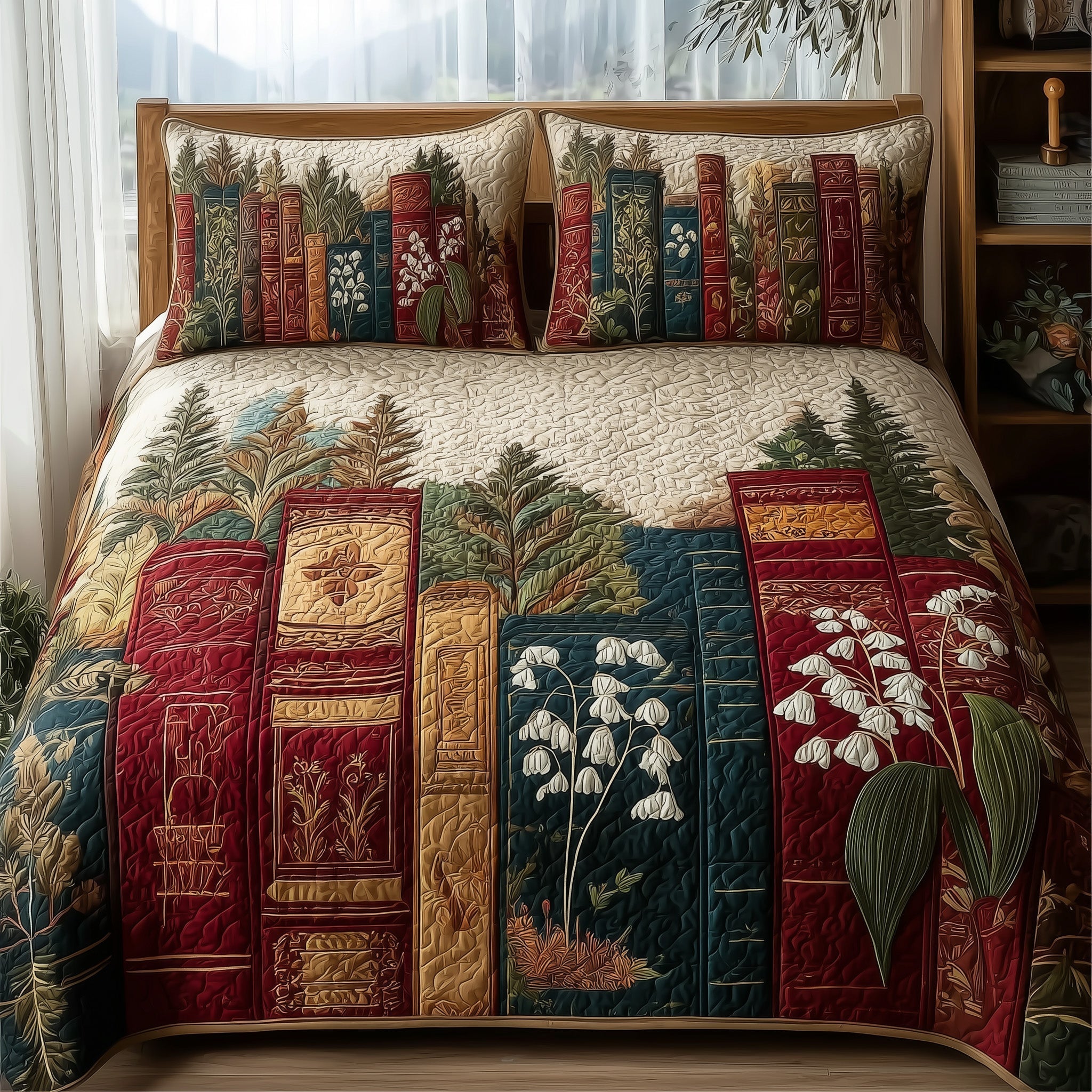 Lily Of The Valley Bookworm Quilted Bedding Set Lily Valley Pride Gift For Bookworm Lovers - Tradiviet