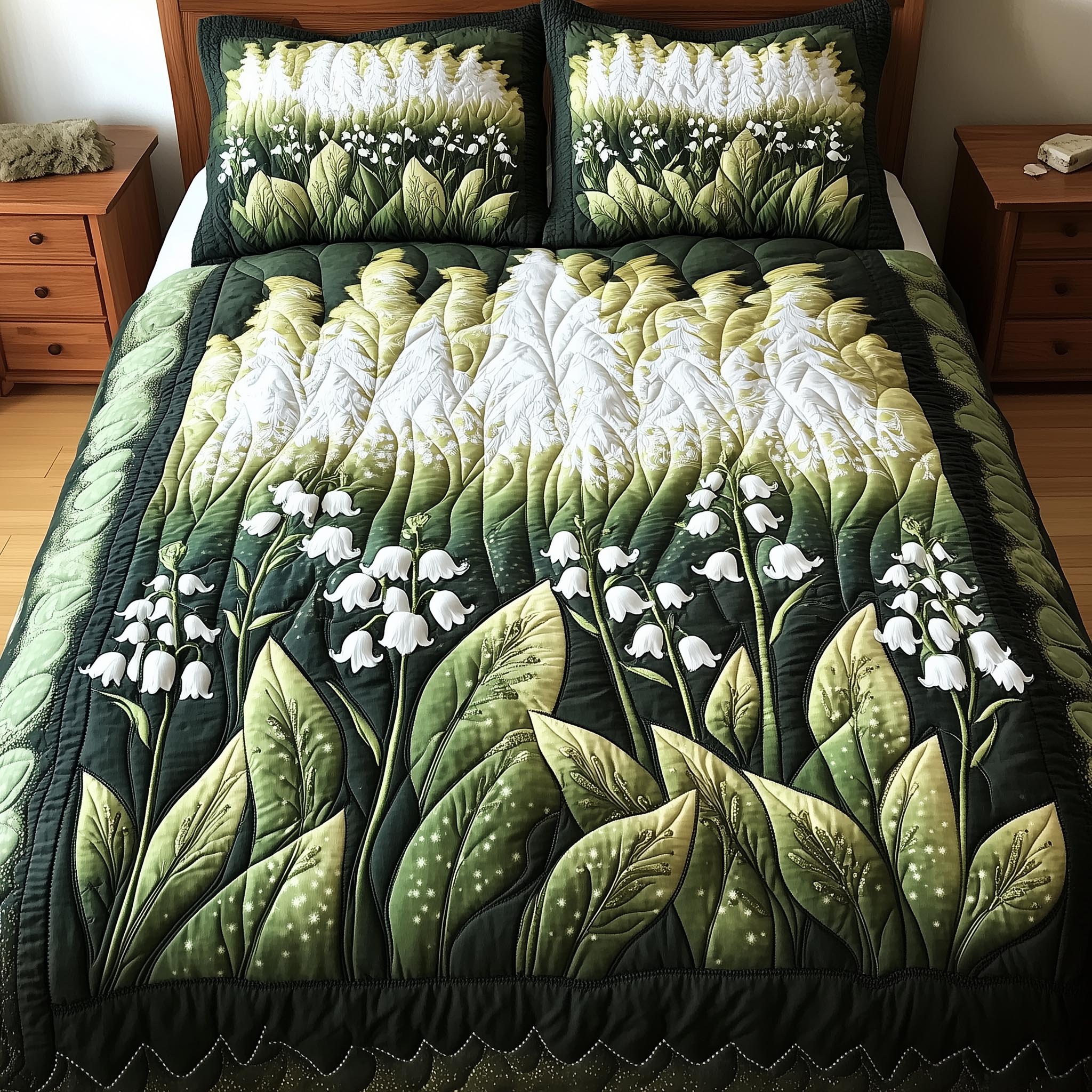 Lily Of The Valley Quilted Bedding Set Lily Valley Composition Gift For Valley - Tradiviet