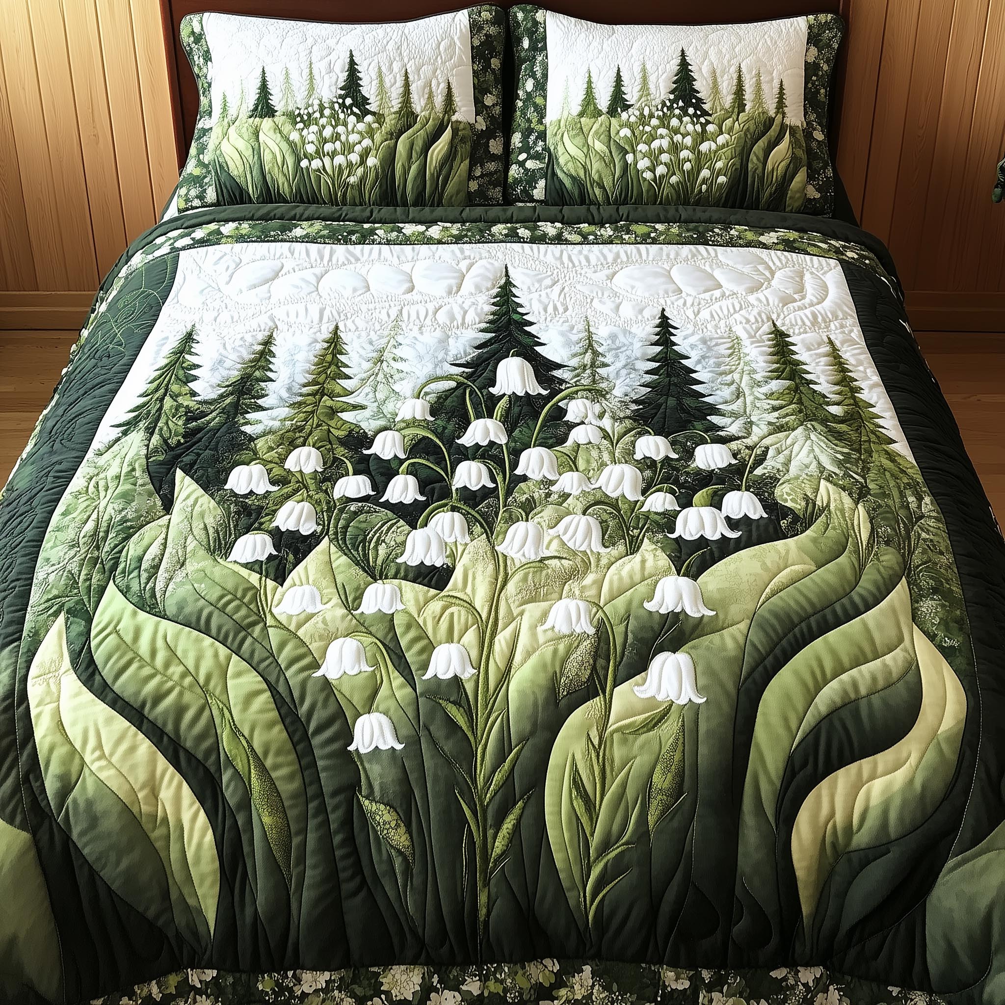 Lily Of The Valley Quilted Bedding Set Lily Valley Lounge Gift For Lily - Tradiviet