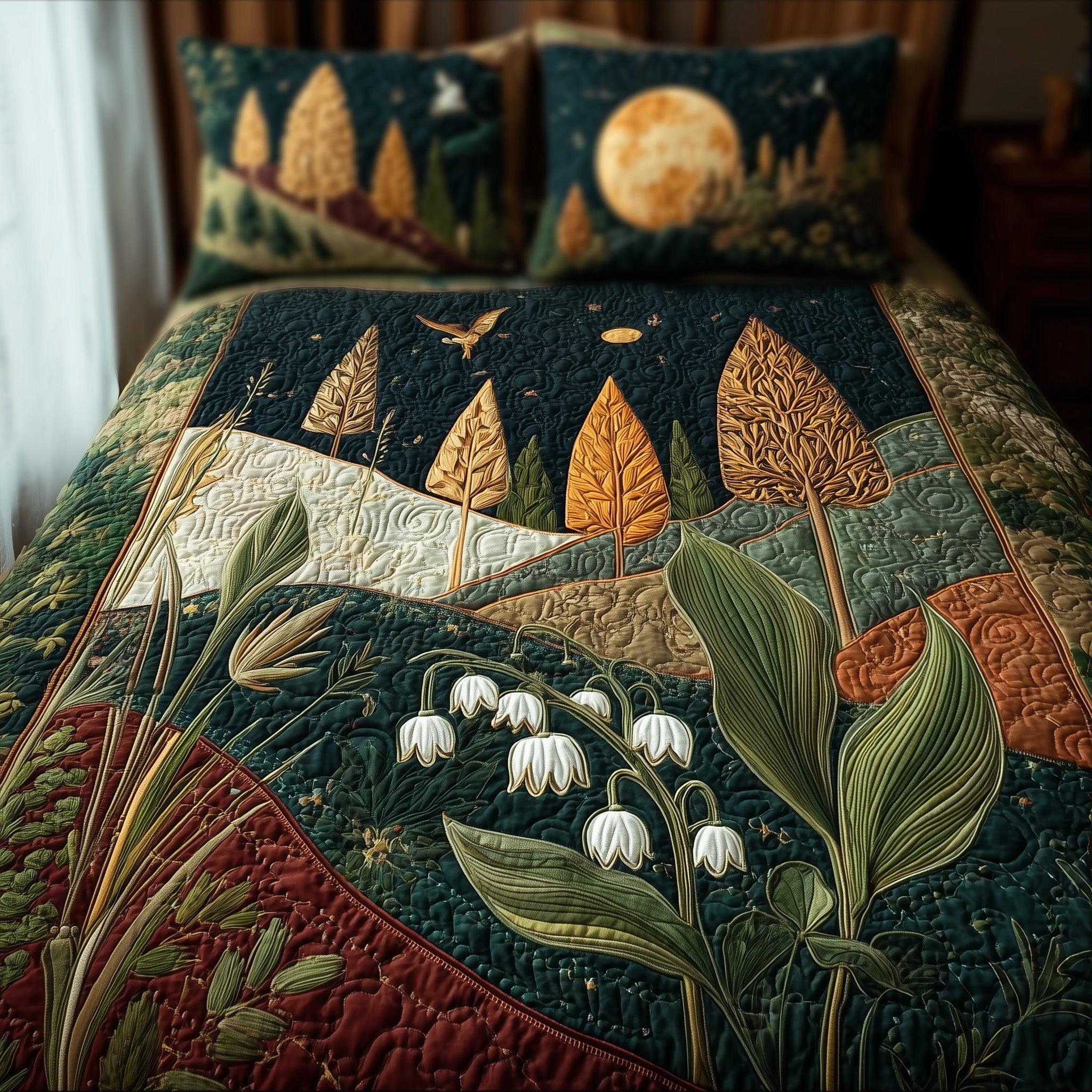 Lily Of The Valley Quilted Bedding Set Lily Valley Oasis Gift For Valley Family - Tradiviet