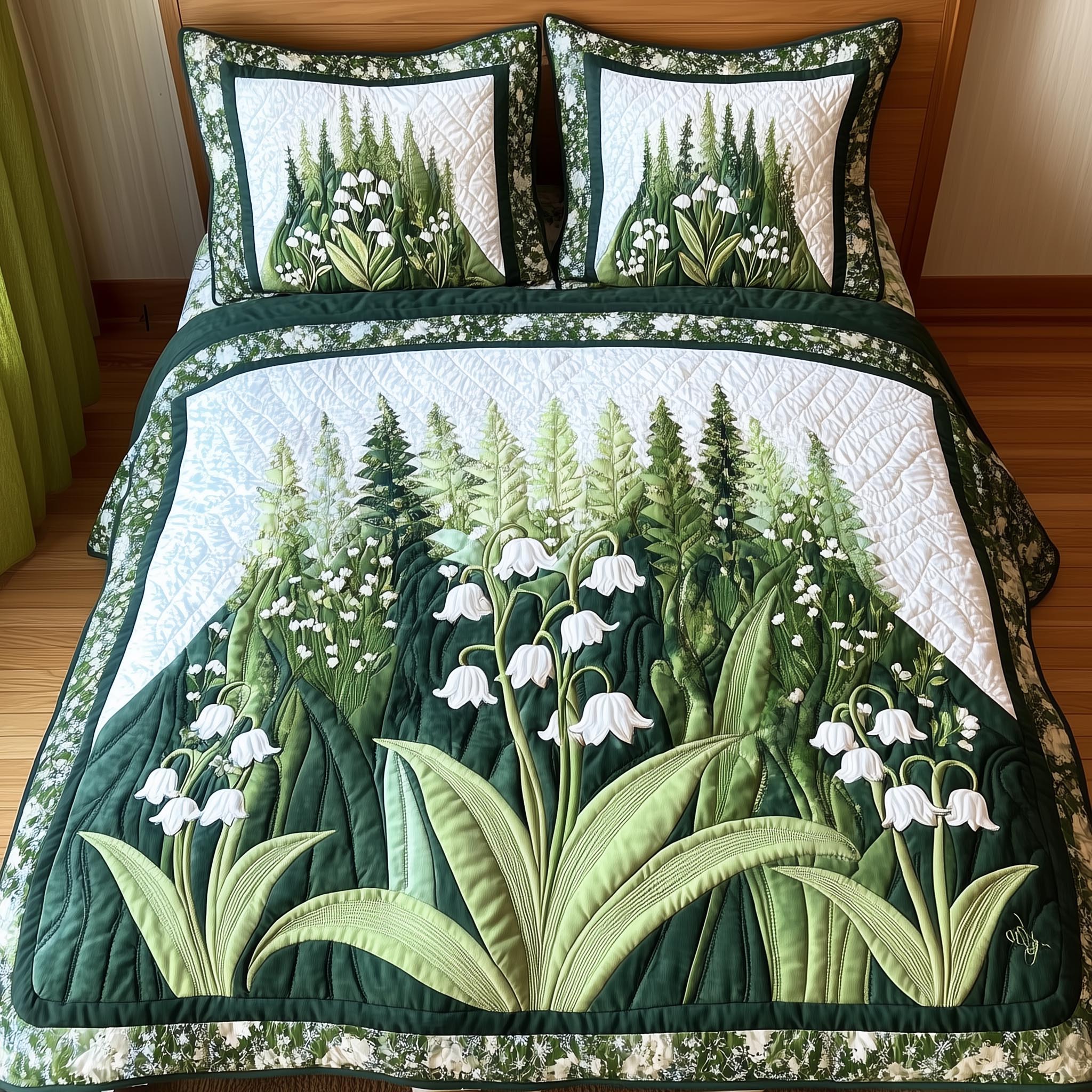 Lily Of The Valley Quilted Bedding Set Lily Valley Season Gift For Valley Lovers - Tradiviet