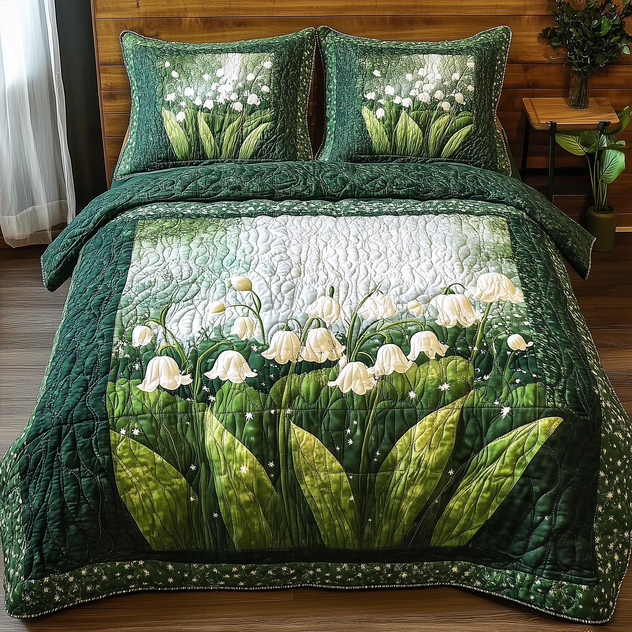 Lily Of The Valley Vibe Quilted Bedding Set Lily Valley Trail Gift For Lily Vibe - Tradiviet