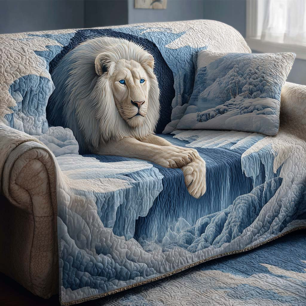 Lion Glory Quilted Sofa Cover Sofa And Seat Covers Unique Lion Gift Items - Tradiviet