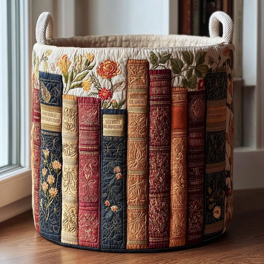Literary Bloom Quilted Laundry Basket Best Laundry Hamper Awesome Gifts For Book Lovers - Tradiviet