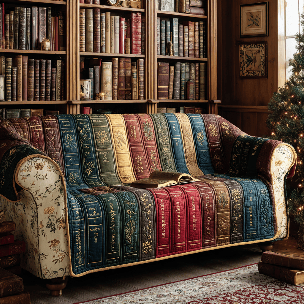 Literary Bloom Quilted Sofa Cover Recliner Couch Covers Best Book Lovers Gifts For Dad - Tradiviet