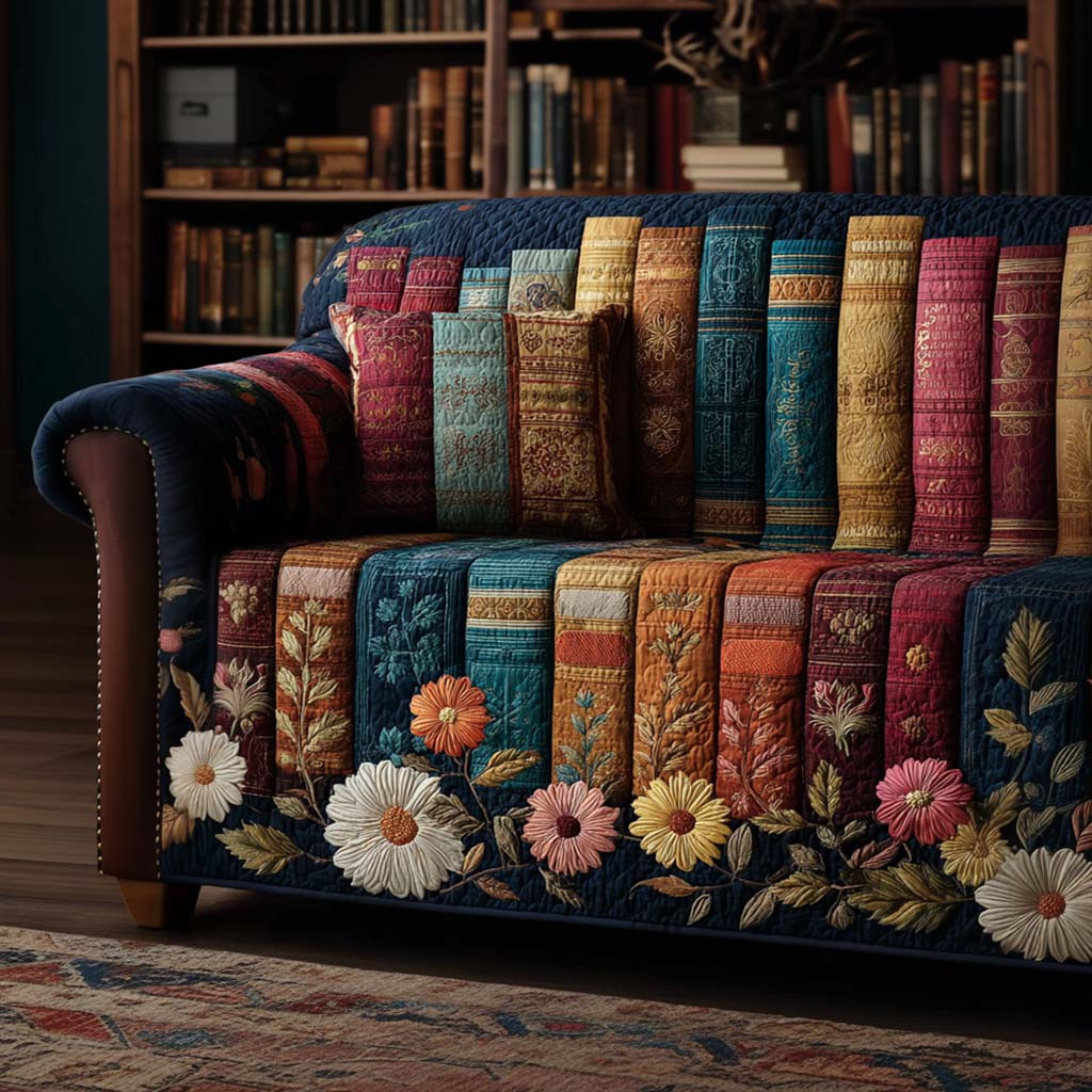 Literary Escape Quilted Sofa Cover Couch And Sofa Covers Good Gifts For Readers - Tradiviet