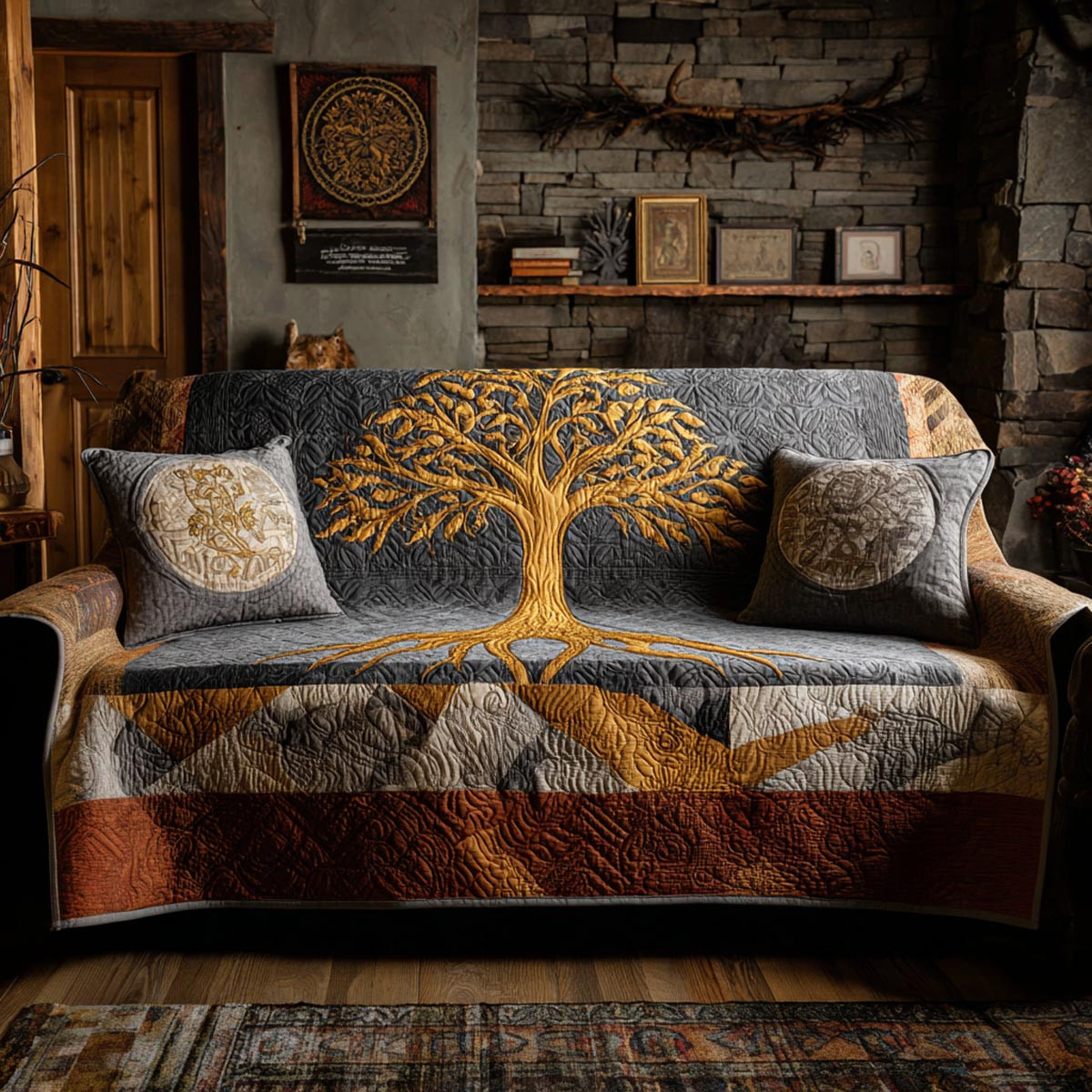 Living Tree Quilted Sofa Cover Furniture Covers For Sofas Tree Of Life Christmas Gifts - Tradiviet