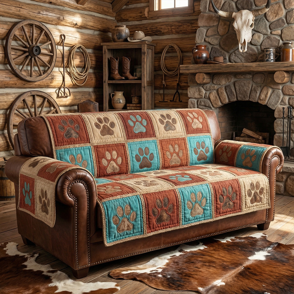 Lodge Pawprint Haven Quilted Sofa Cover Indoor Home Room Decor Gift For Home Decorators - Tradiviet