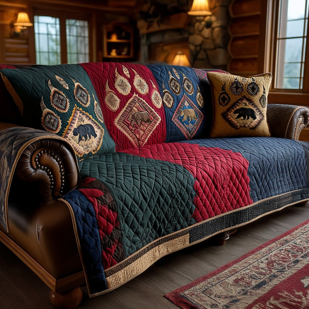 Log Cabin Legacy Quilted Sofa Cover Aesthetic Room Decor Unique Home Decor Gifts - Tradiviet