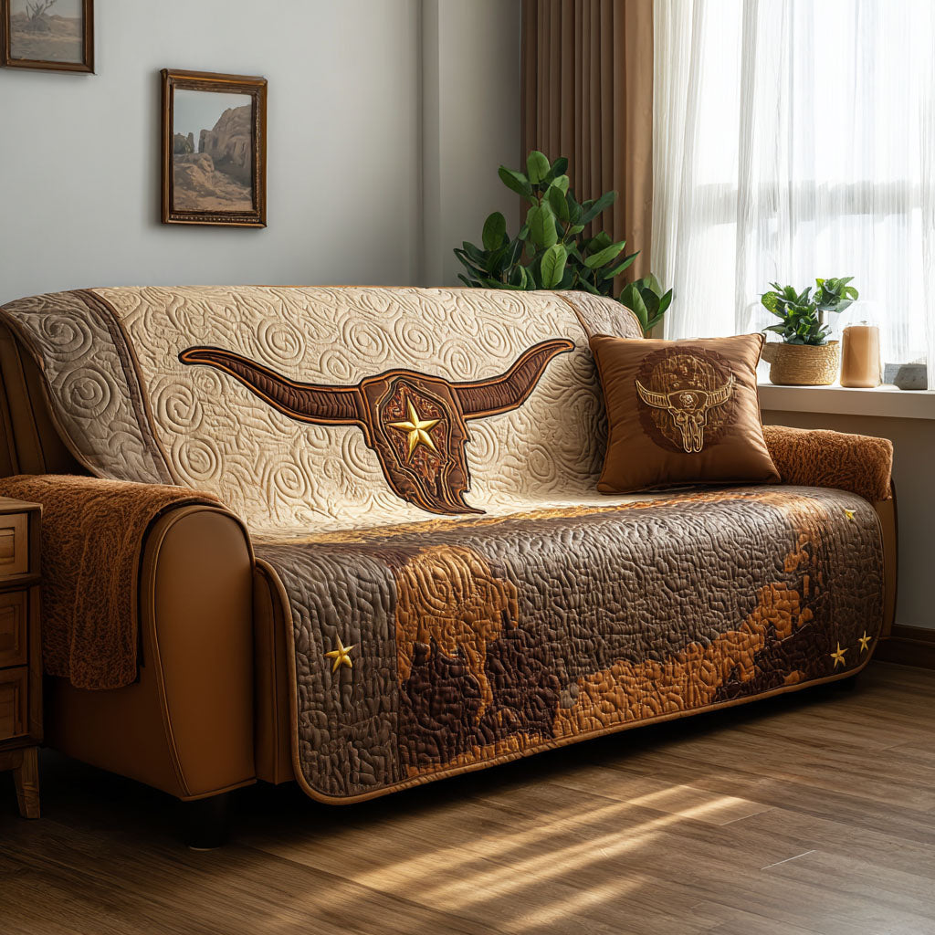 Lone Star Ancestry Quilted Sofa Cover Neutral Home Room Decor Gift For New Homeowners - Tradiviet